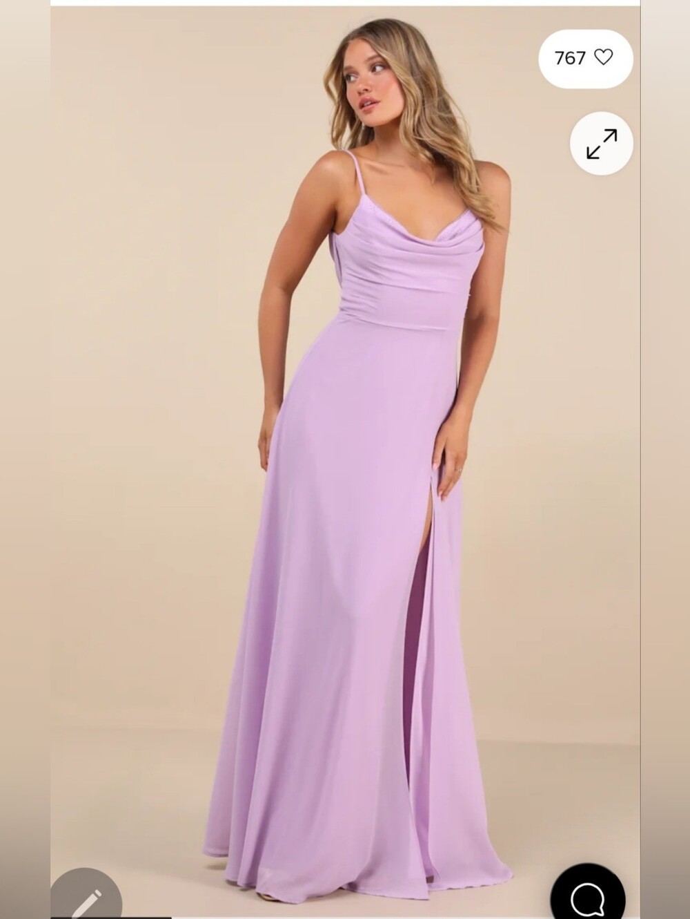 Gorgeous Notorious Poise Lavender Sleeveless Cowl Neck Maxi Dress